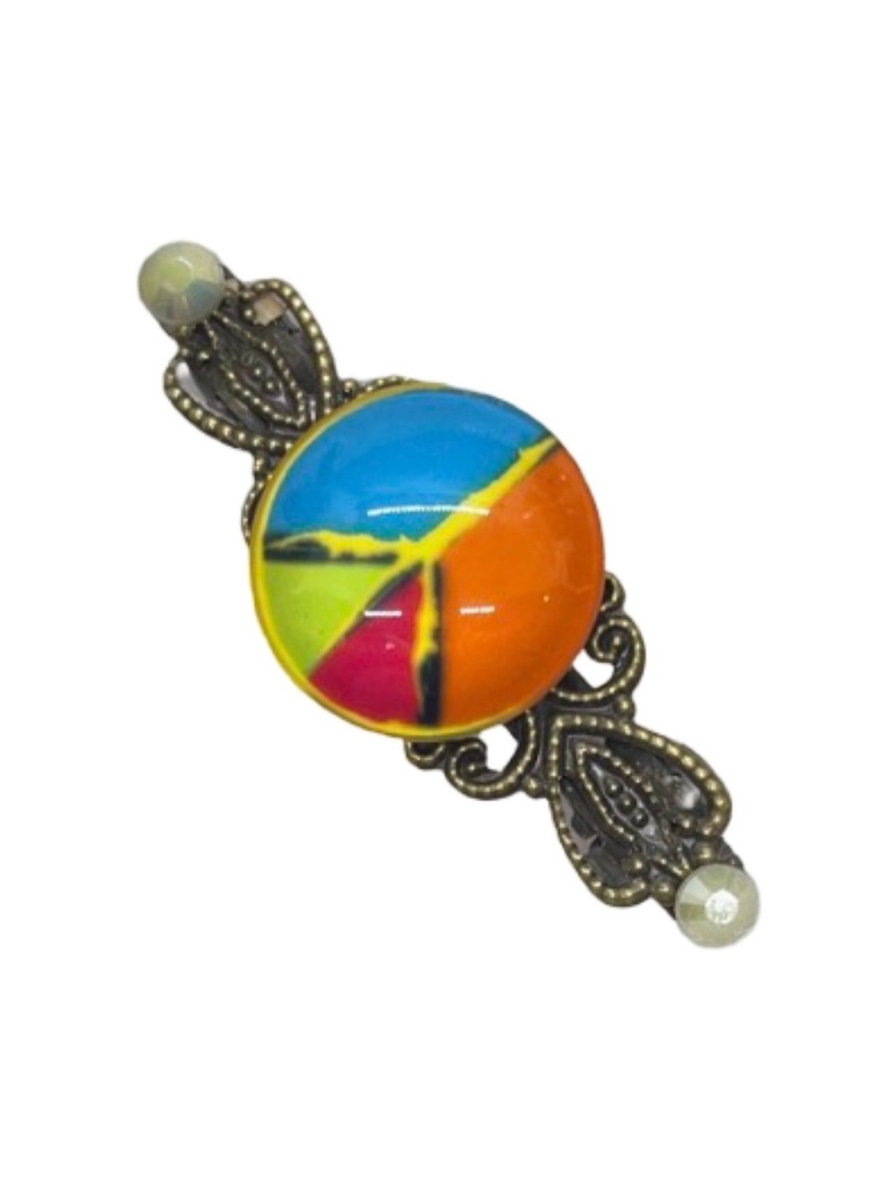 Multicolor Round Cabochon Barrette Hair Clip - 2.5”FINAL PRICE DROP